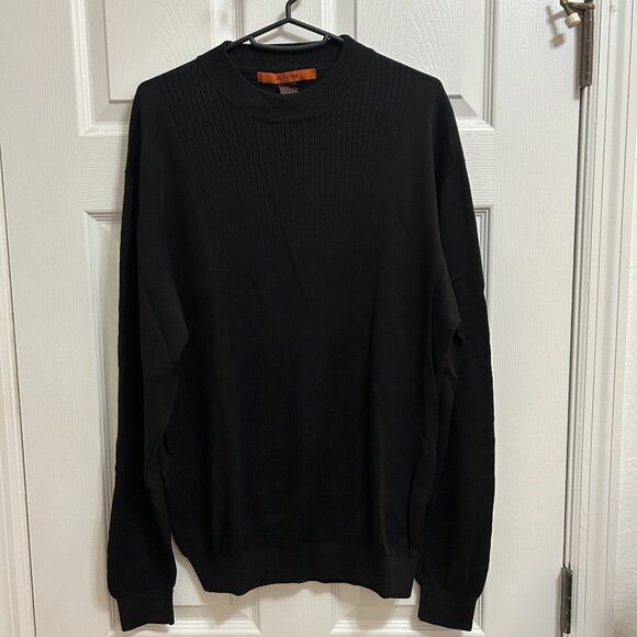 Axis Men’s Black Silk Blend Ribbed Lightweight Sweater Size L - Picture 1 of 3